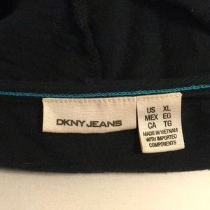 DKNY Jeans Black Hooded Zip Up Sweatshirt XL